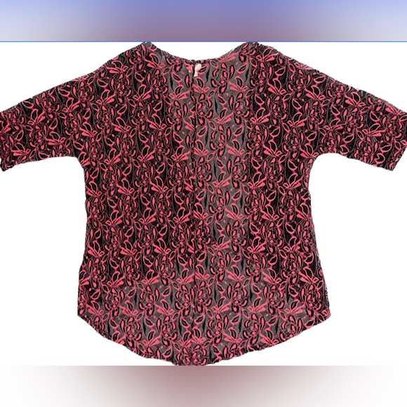 Lularoe Lindsay Kimono Black & Pink Lace Coverup Cardigan Sz Med *UPDATED* - Picture 6 of 14